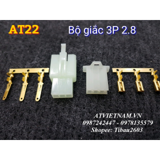 Bộ Giắc Nhựa 3 Lỗ 2.8 - AT22 ( Bịch 10 bộ)